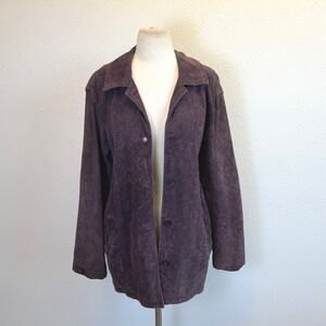 Vtg Purple Eggplant Suede Leather Jacket Womens Medium Boho Retro Indie Hippie
